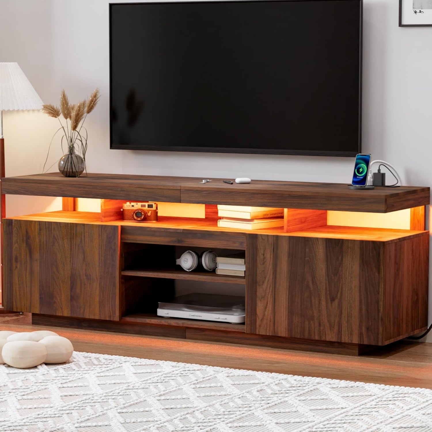 Gaming Console Cabinet - Meuble TV LED moderne 75 pouces,
