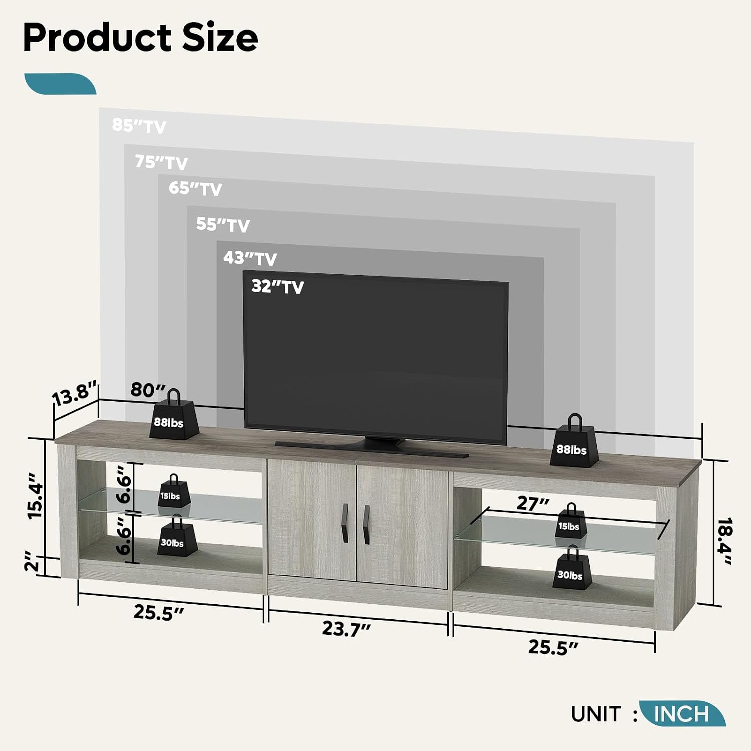 Meuble TV 80 pouces pour télév - Gaming Console Cabinet avis et prix