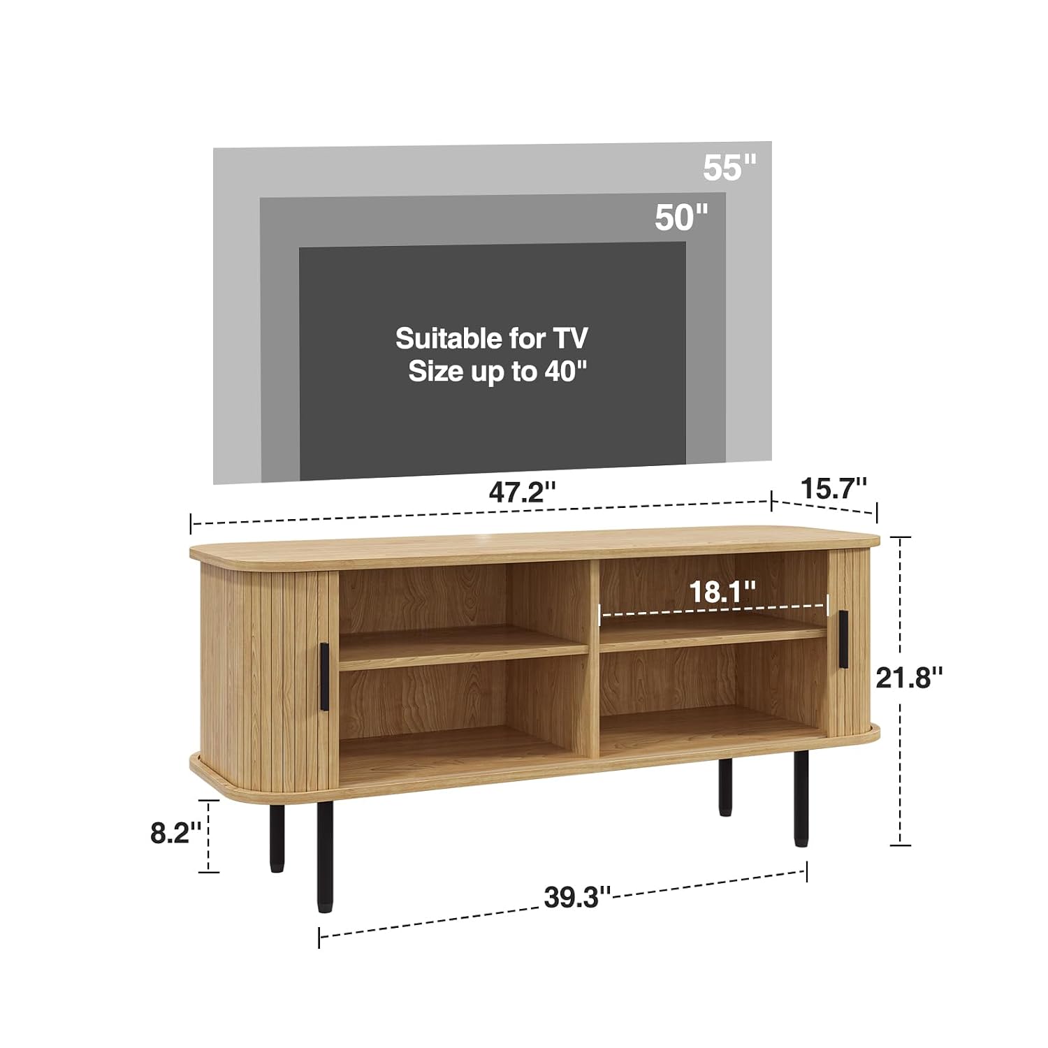 Meuble TV cannelé naturel pour - Gaming Console Cabinet avis et prix