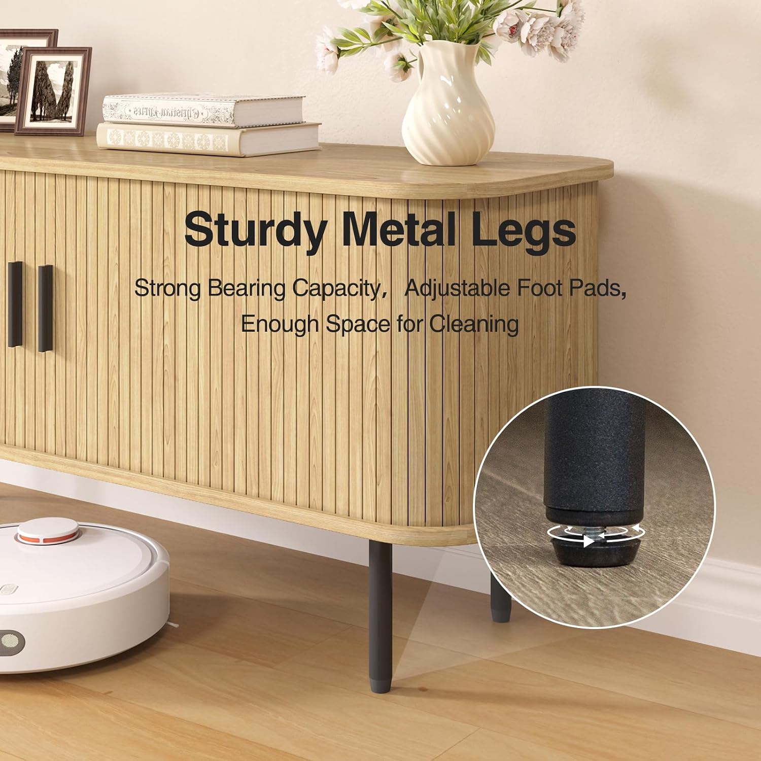 Meuble TV cannelé naturel pour - Gaming Console Cabinet avis et prix