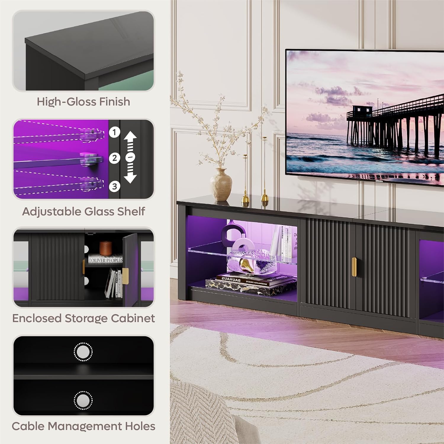 Meuble TV 80 pouces pour télév - Gaming Console Cabinet avis et prix