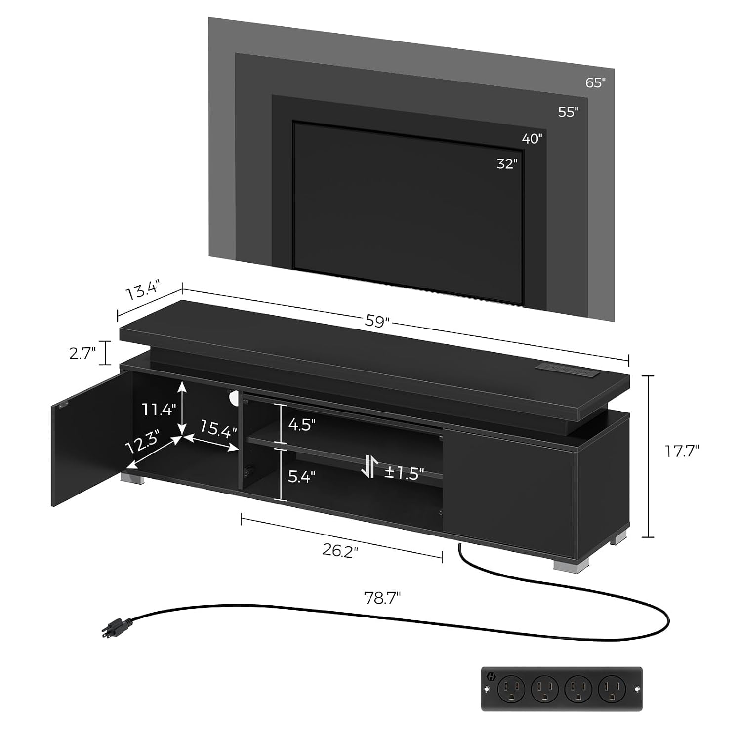 Meuble TV avec prise de couran - Gaming Console Cabinet avis et prix